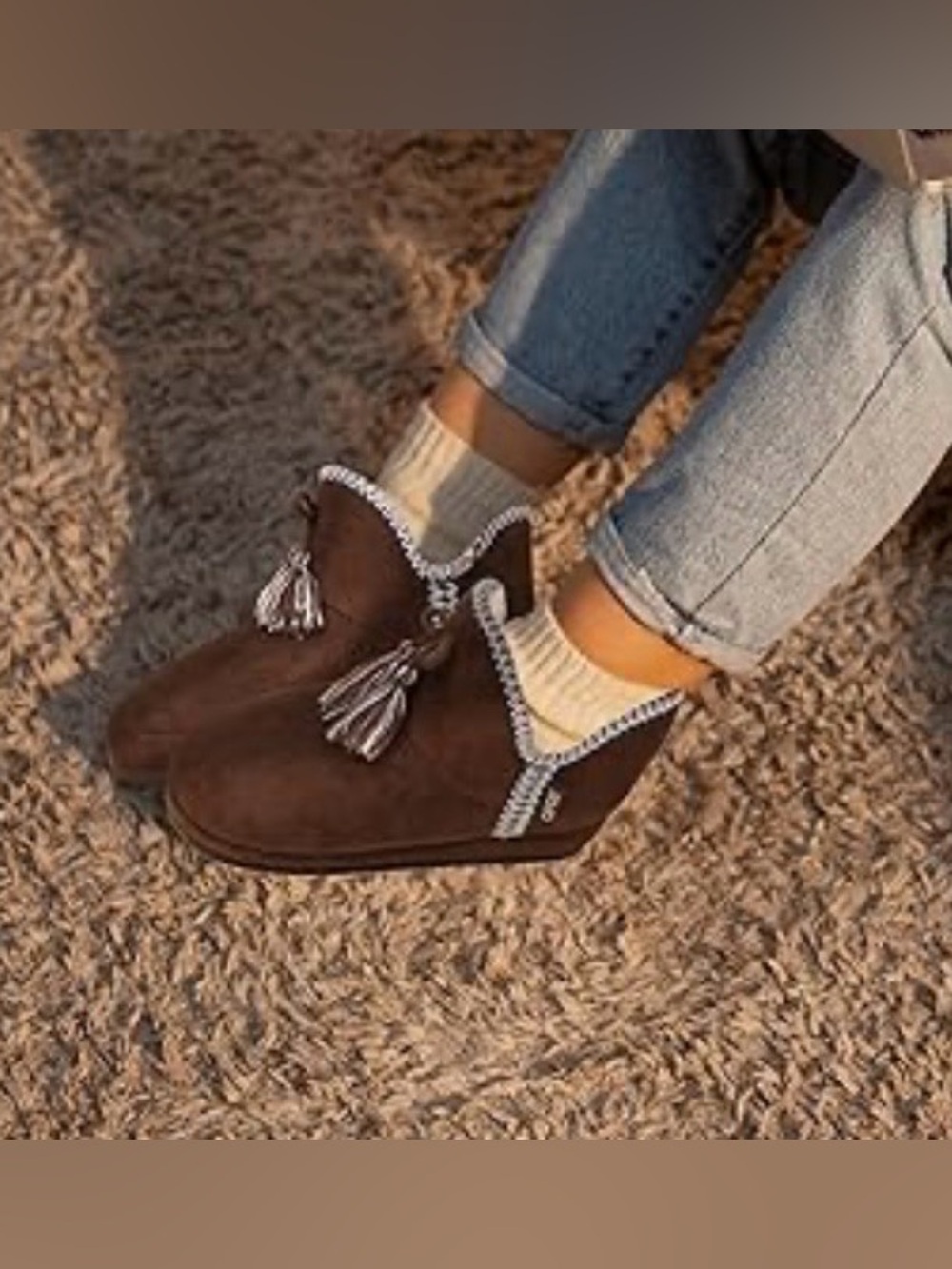 NWT GPOS Womens House Knit Bootie Slippers Memory Foam Hard Bottom Size 10 Brown